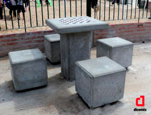 Mesas y bancos de hormigón